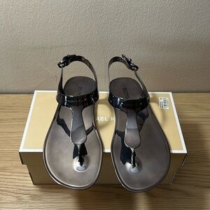 Michael Kors plate Jelly Women Sandals in Gunmetal color size 8